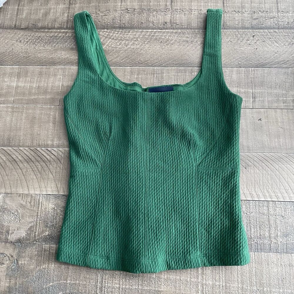 Maeve Deep Green Ribbed Tank Top - Picture 3 of 13